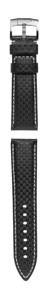 22MM - Bracelet en cuir de veau noir