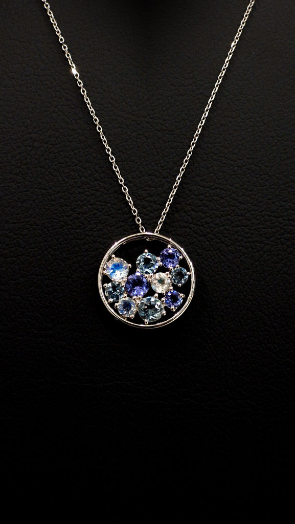 Or Blanc 18K, Tanzanite, Aigue Marine & Pierre de Lune