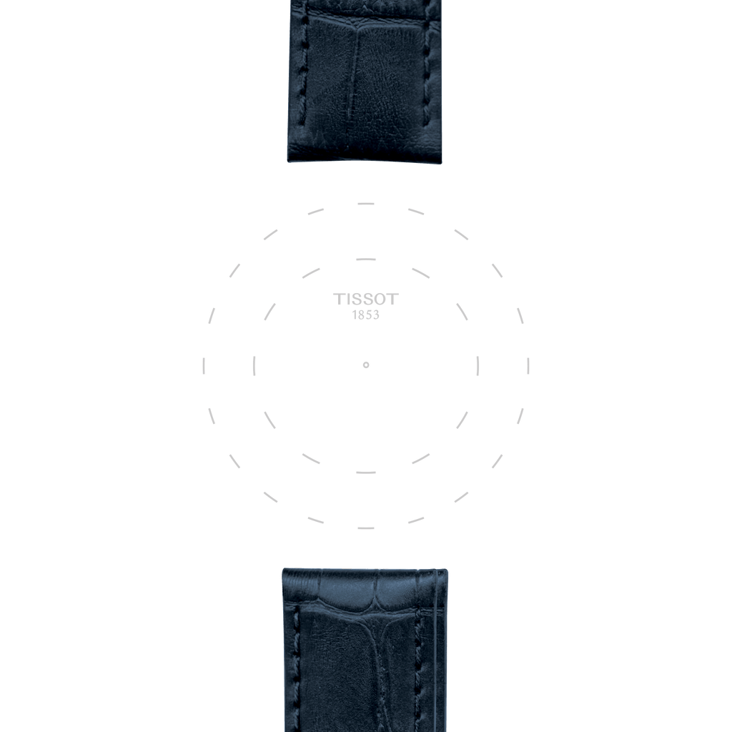 Bracelet officiel Tissot cuir bleu entre-cornes 19 mm