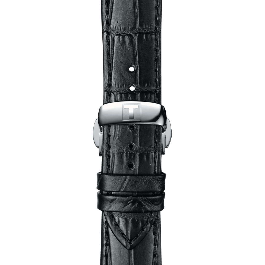 Bracelet officiel Tissot cuir noir entre-cornes 21 mm