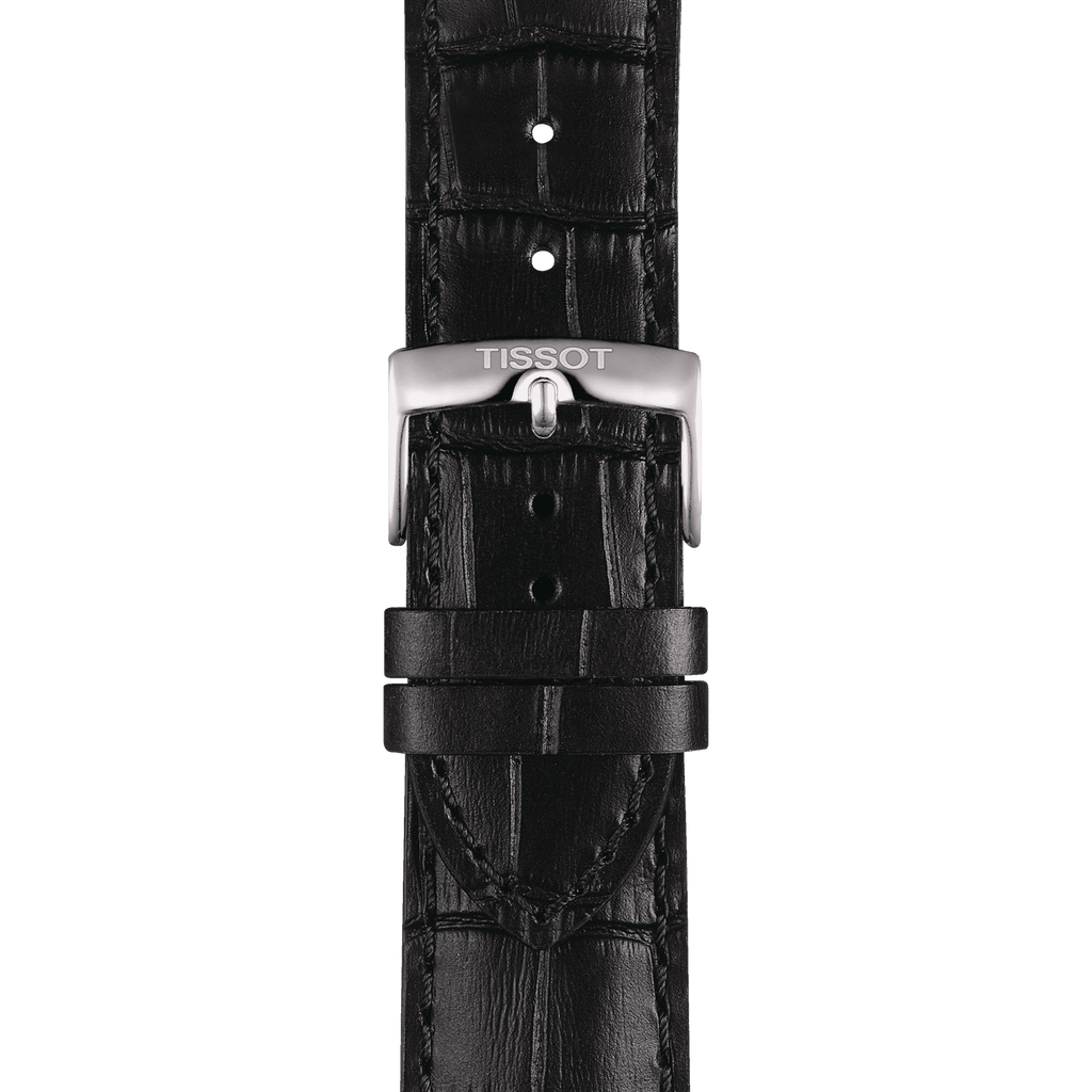 Bracelet officiel Tissot cuir noir entre-cornes 22 mm