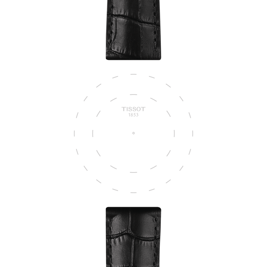 Bracelet officiel Tissot cuir noir entre-cornes 22 mm
