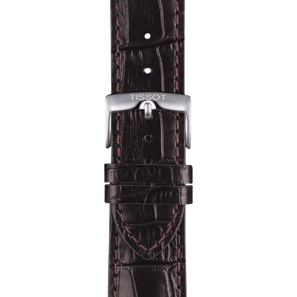 Bracelet officiel Tissot cuir brun entre-cornes 22 mm