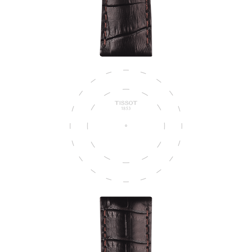 Bracelet officiel Tissot cuir brun entre-cornes 22 mm