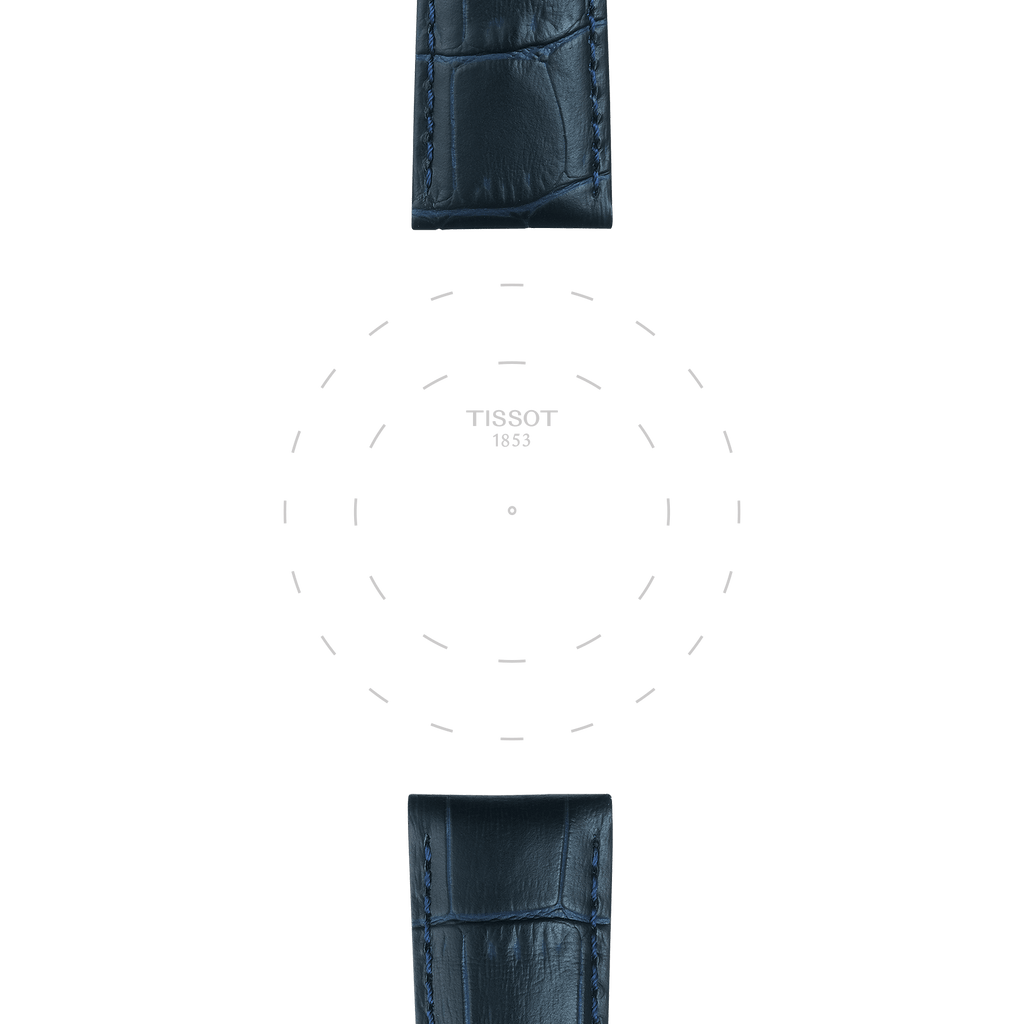 Bracelet officiel Tissot cuir bleu entre-cornes 21 mm