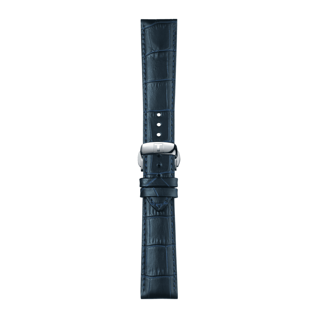 Bracelet officiel Tissot cuir bleu entre-cornes 21 mm