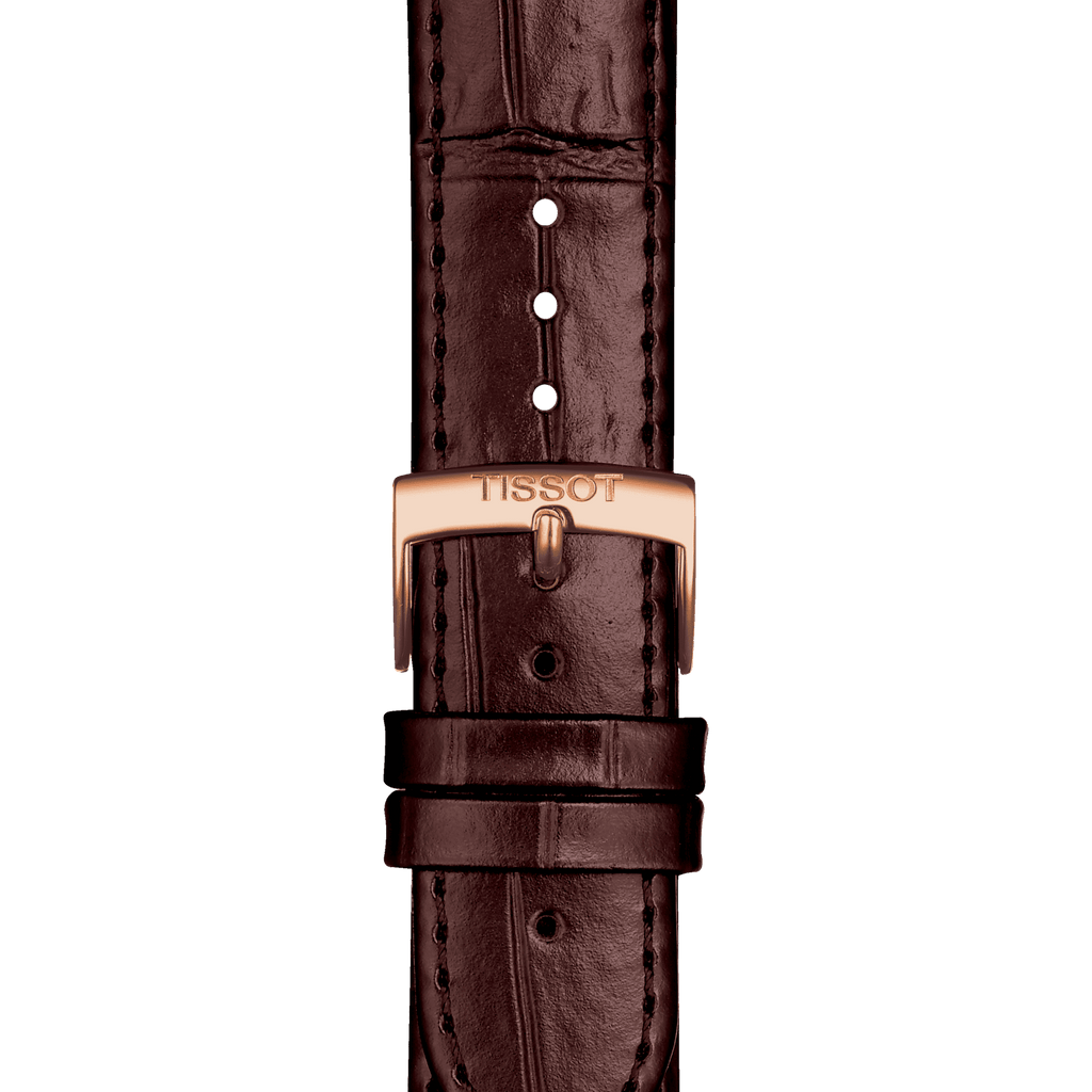 Bracelet officiel Tissot cuir brun entre-cornes 20 mm