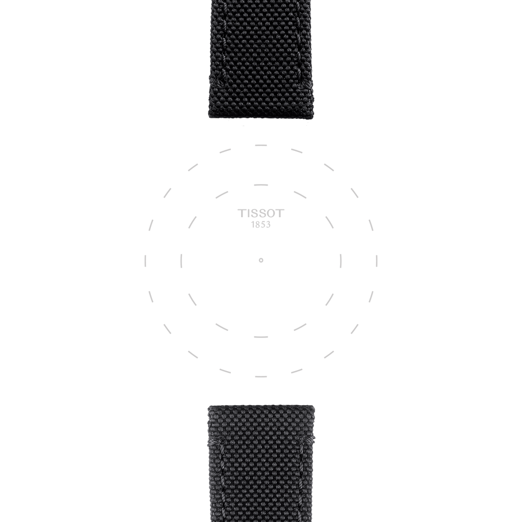 Bracelet officiel Tissot tissu noir entre-cornes 21 mm