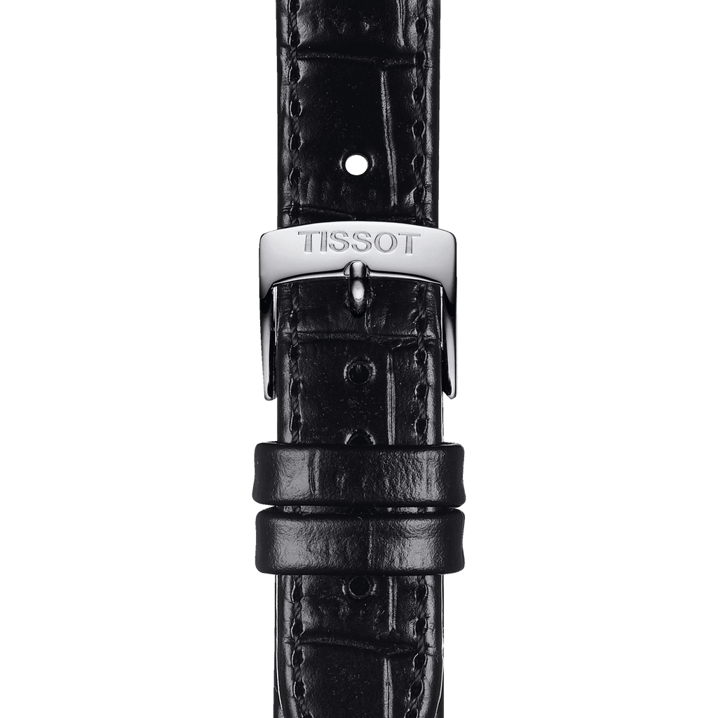 Bracelet officiel Tissot cuir noir entre-cornes 15 mm