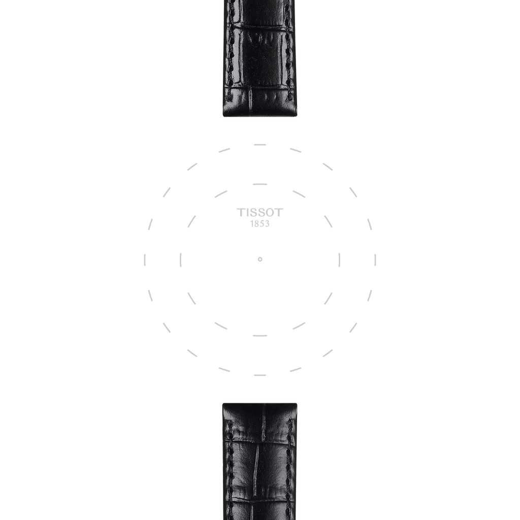 Bracelet officiel Tissot cuir noir entre-cornes 15 mm