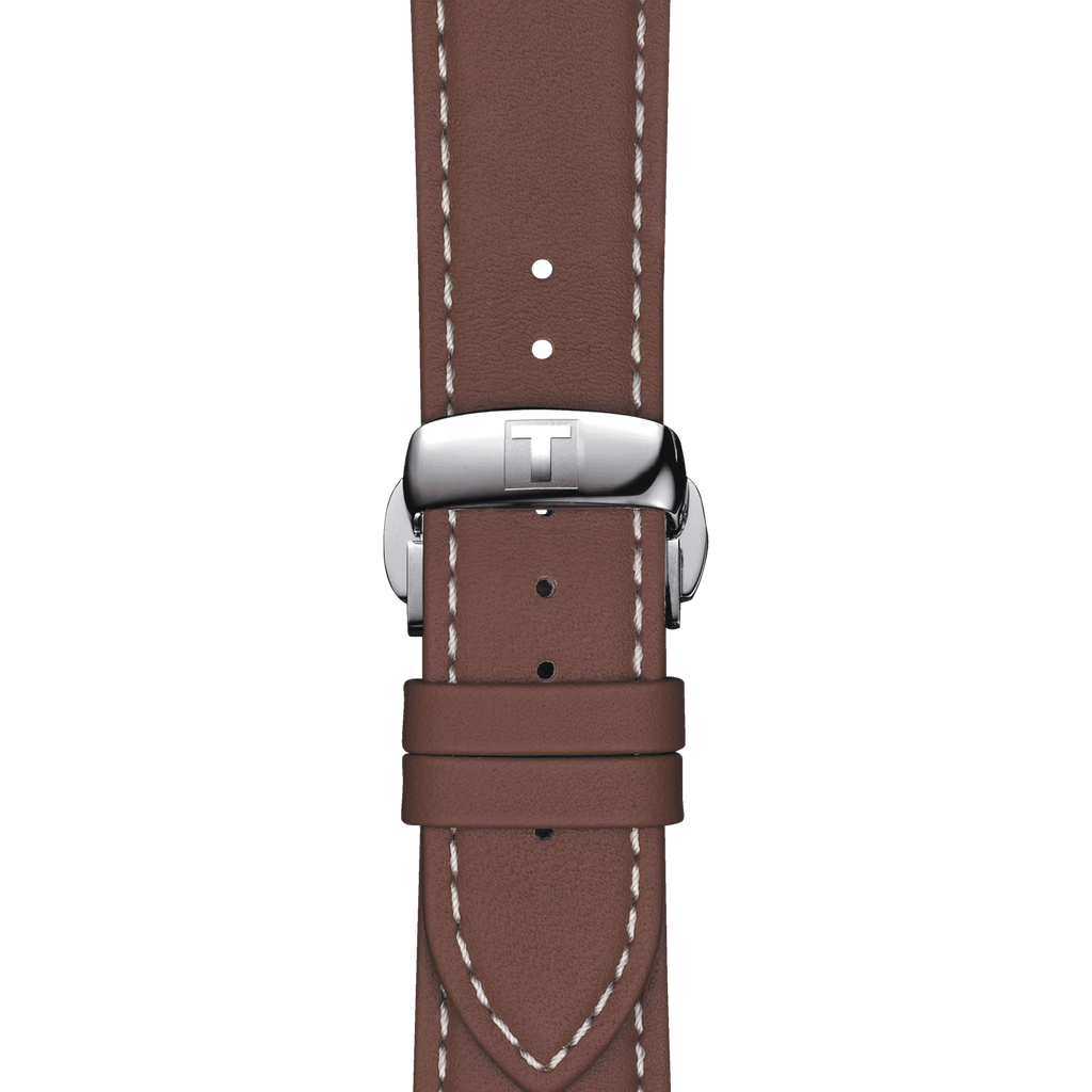 Bracelet officiel Tissot cuir brun entre-cornes 21 mm