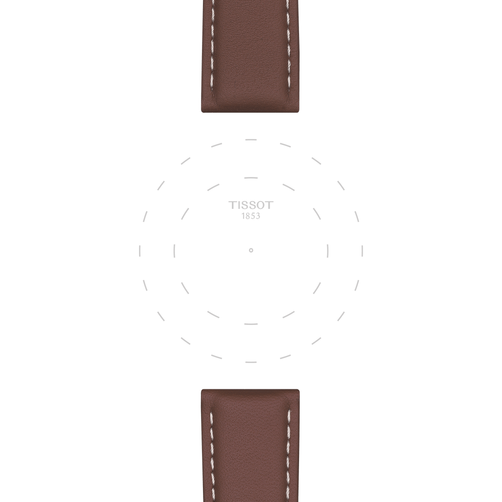 Bracelet officiel Tissot cuir brun entre-cornes 21 mm