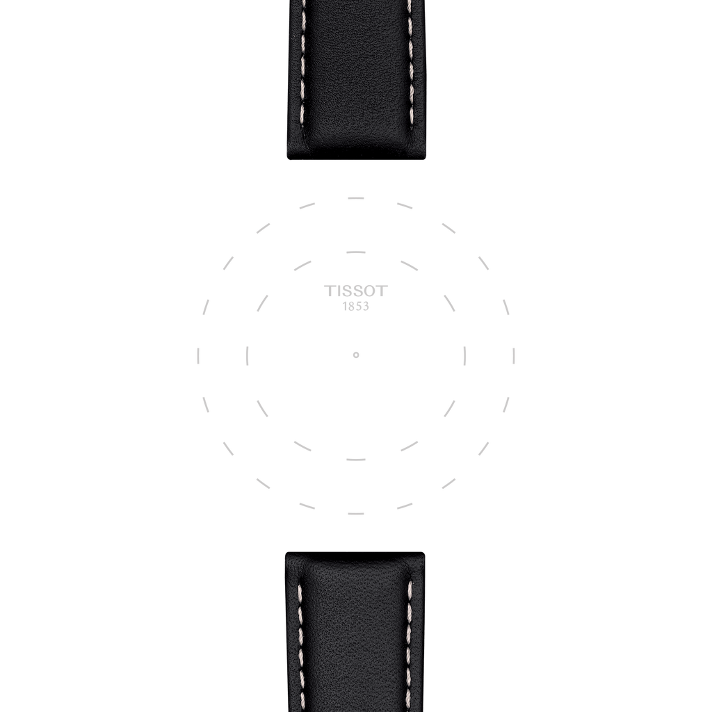 Bracelet officiel Tissot cuir noir entre-cornes 21 mm