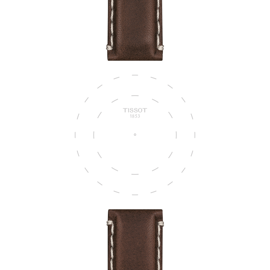 Bracelet officiel Tissot cuir brun entre-cornes 22 mm