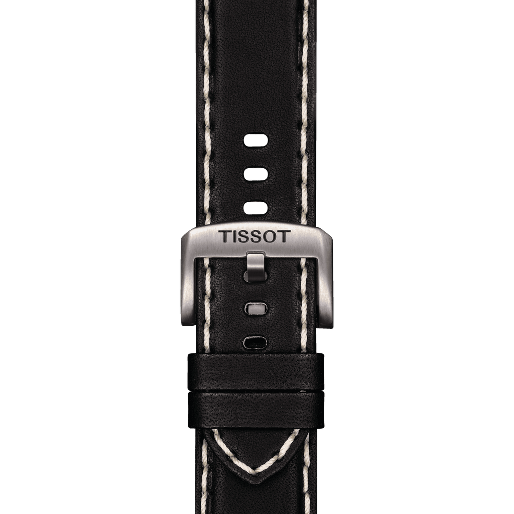 Bracelet officiel Tissot cuir noir entre-cornes 22 mm