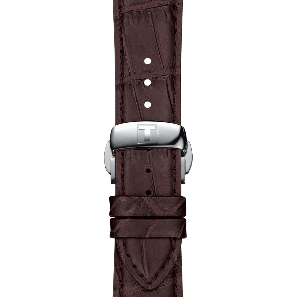Bracelet officiel Tissot cuir brun entre-cornes 21 mm