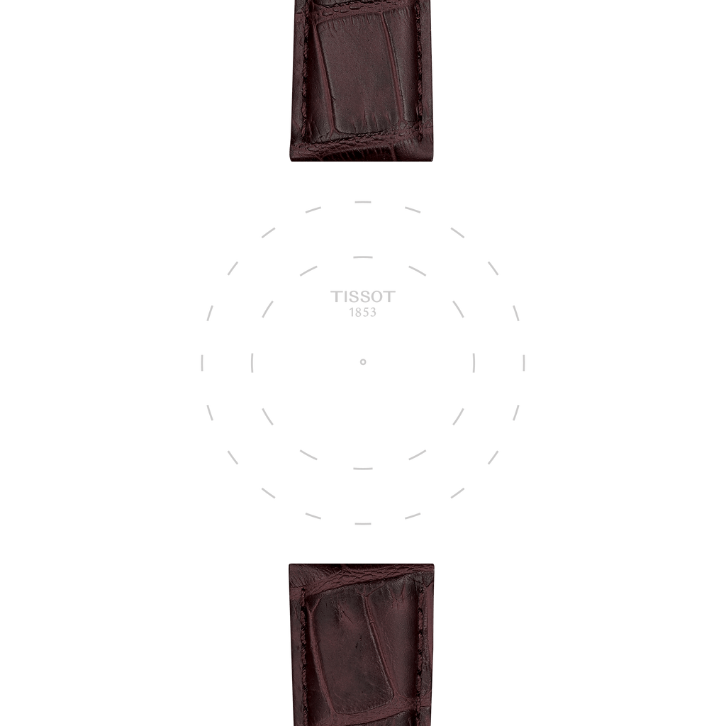 Bracelet officiel Tissot cuir brun entre-cornes 21 mm
