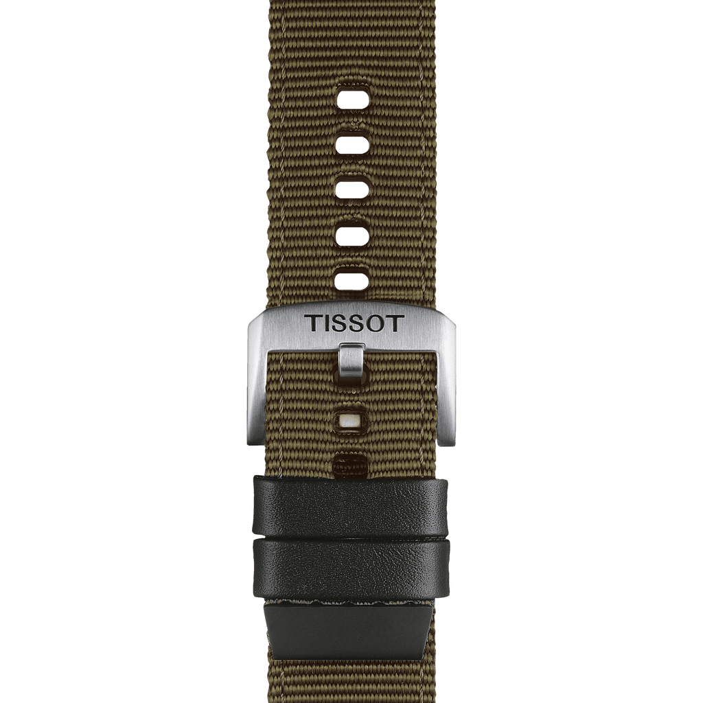 Bracelet officiel Tissot tissu kaki entre-cornes 22 mm