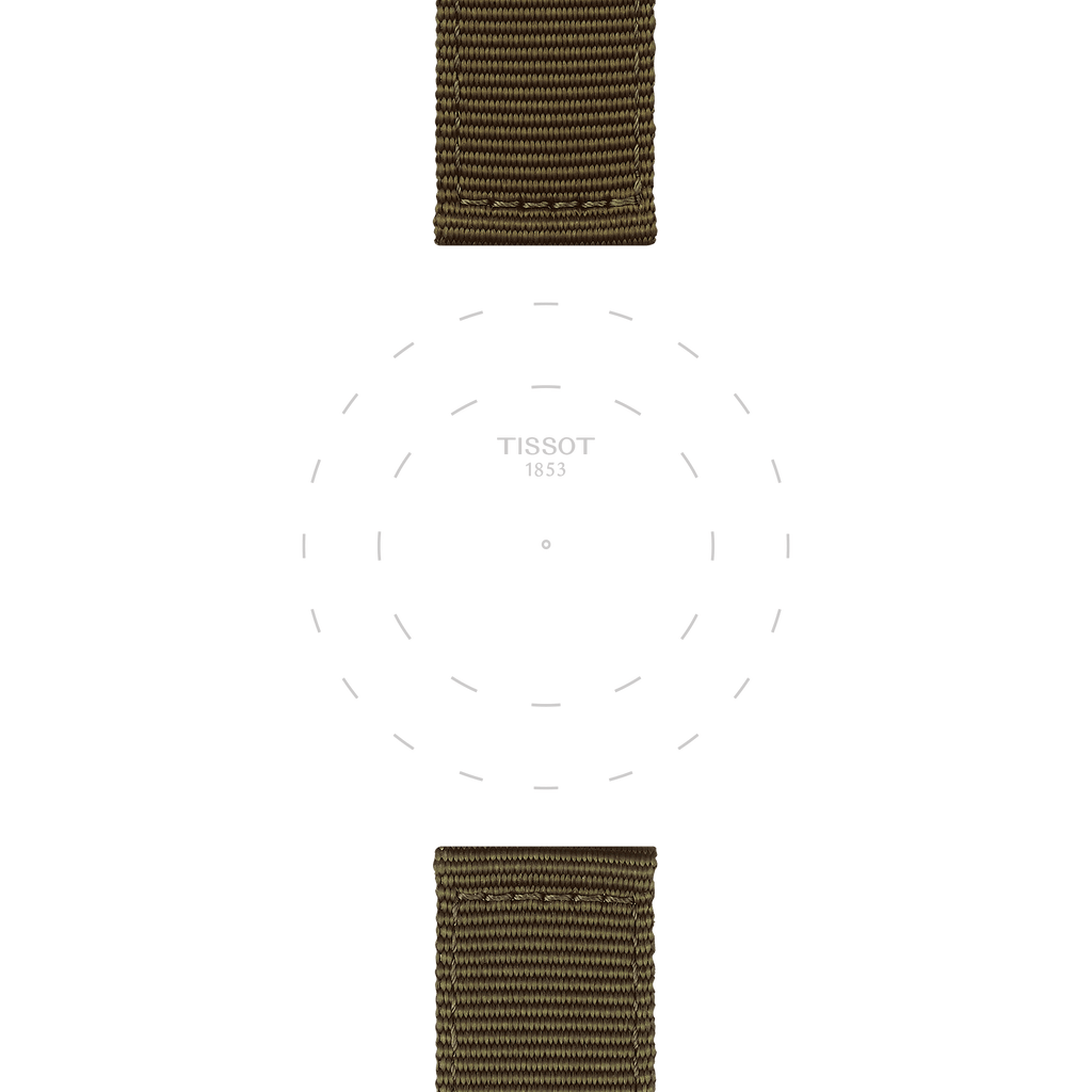 Bracelet officiel Tissot tissu kaki entre-cornes 22 mm