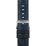 Bracelet officiel Tissot cuir bleu et parties caoutchouc entre-cornes 22 mm