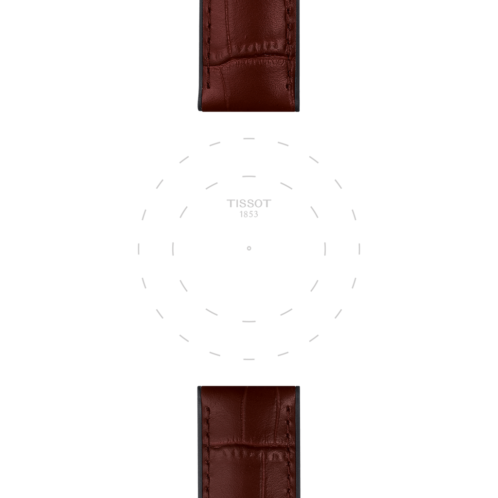 Bracelet officiel Tissot cuir brun et parties caoutchouc entre-cornes 22 mm
