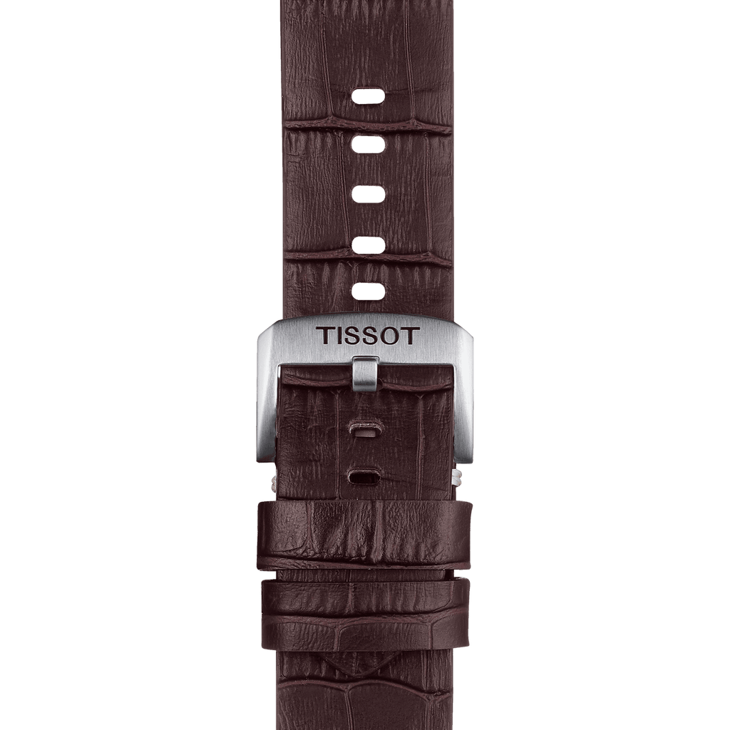 Bracelet officiel Tissot cuir brun entre-cornes 22 mm