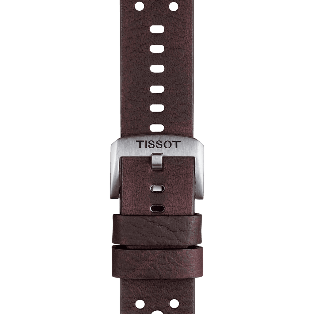 Bracelet officiel Tissot cuir brun entre-cornes 22 mm