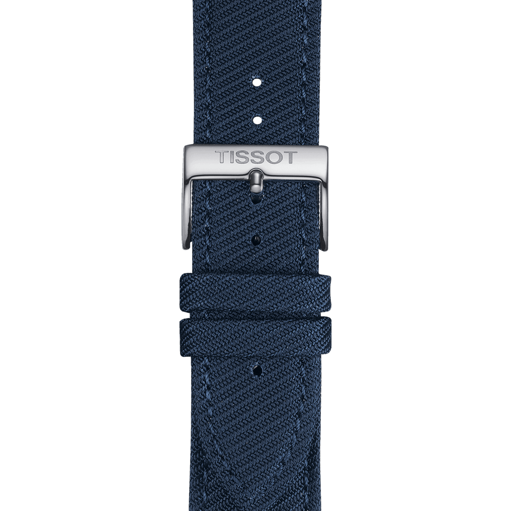 Bracelet officiel Tissot tissu bleu entre-cornes 22 mm
