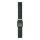Bracelet officiel Tissot caoutchouc vert et cuir noir entre-cornes 22 mm