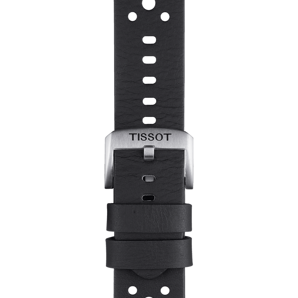 Bracelet officiel Tissot cuir noir entre-cornes 22 mm