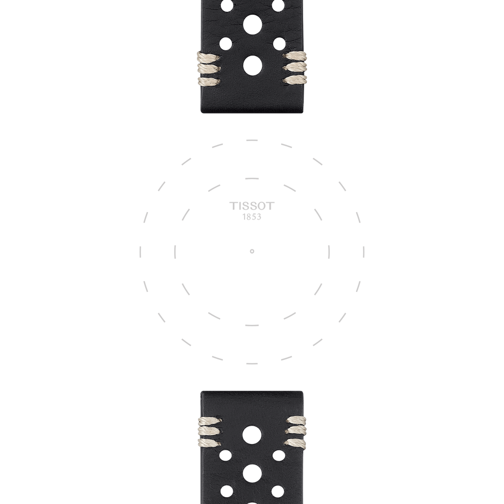 Bracelet officiel Tissot cuir noir entre-cornes 22 mm