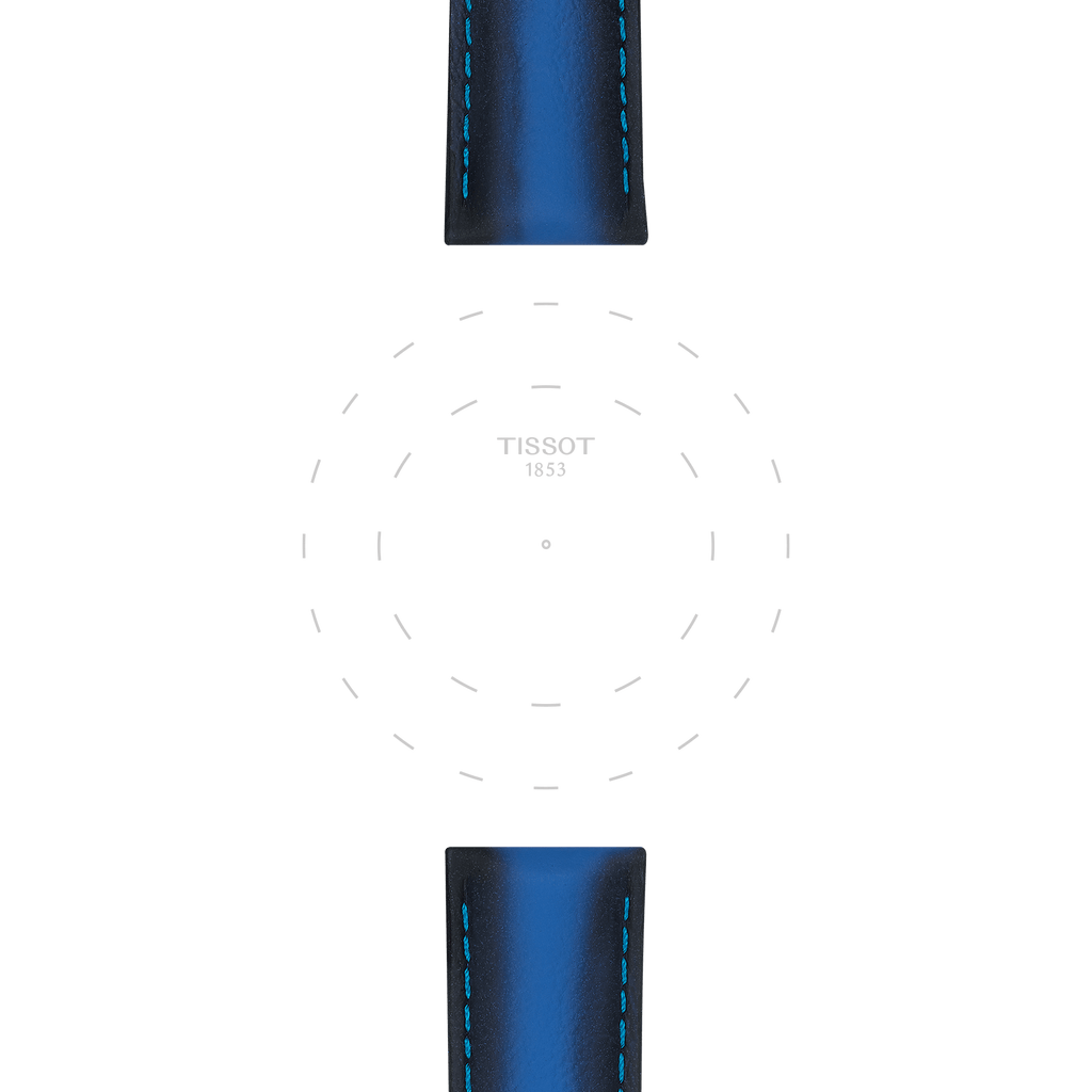 Bracelet officiel Tissot cuir bleu entre-cornes 20 mm