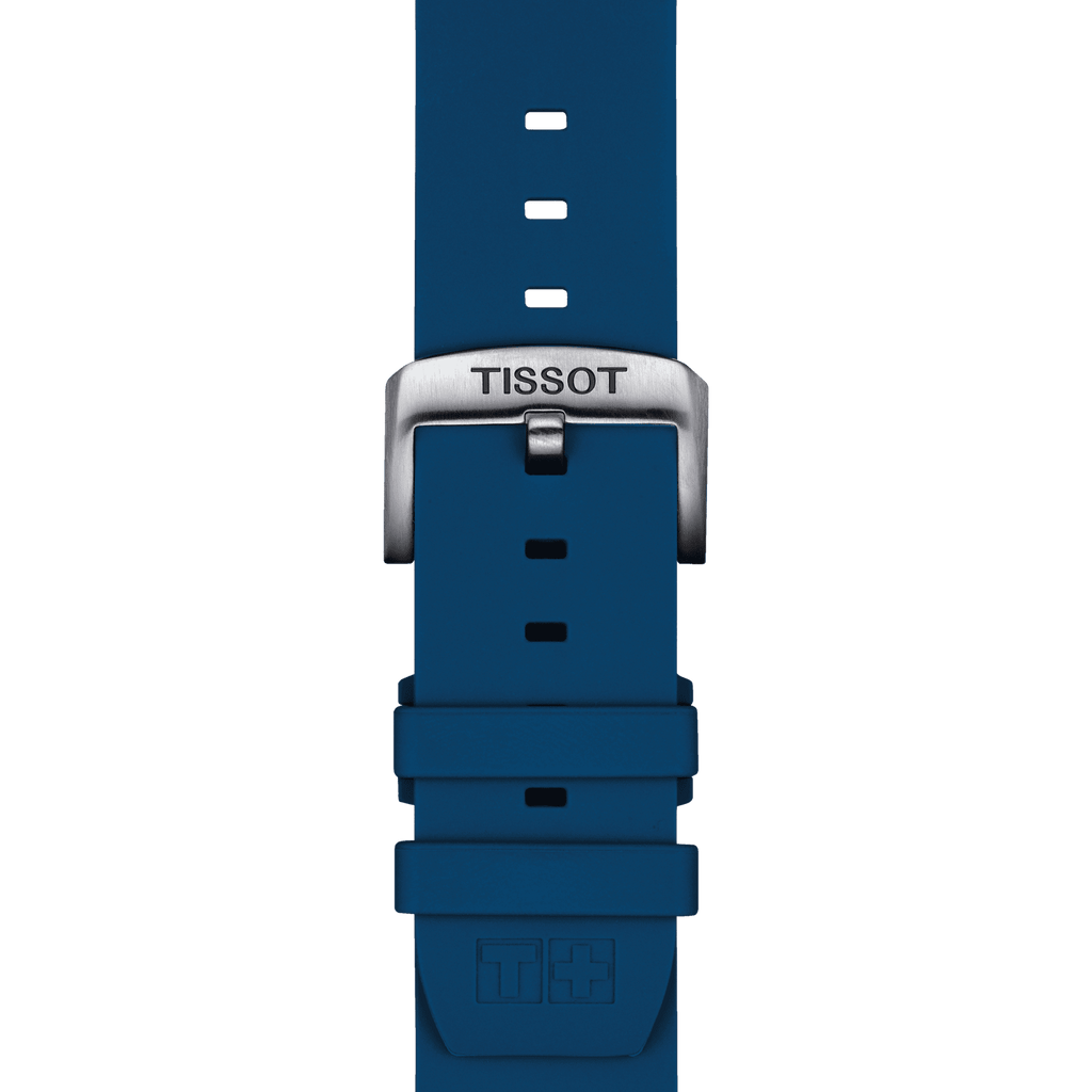 Bracelet officiel Tissot en silicone bleu entre-cornes 22 mm