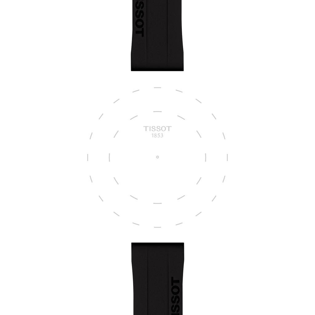 Bracelet officiel Tissot silicone noir entre-cornes 18 mm