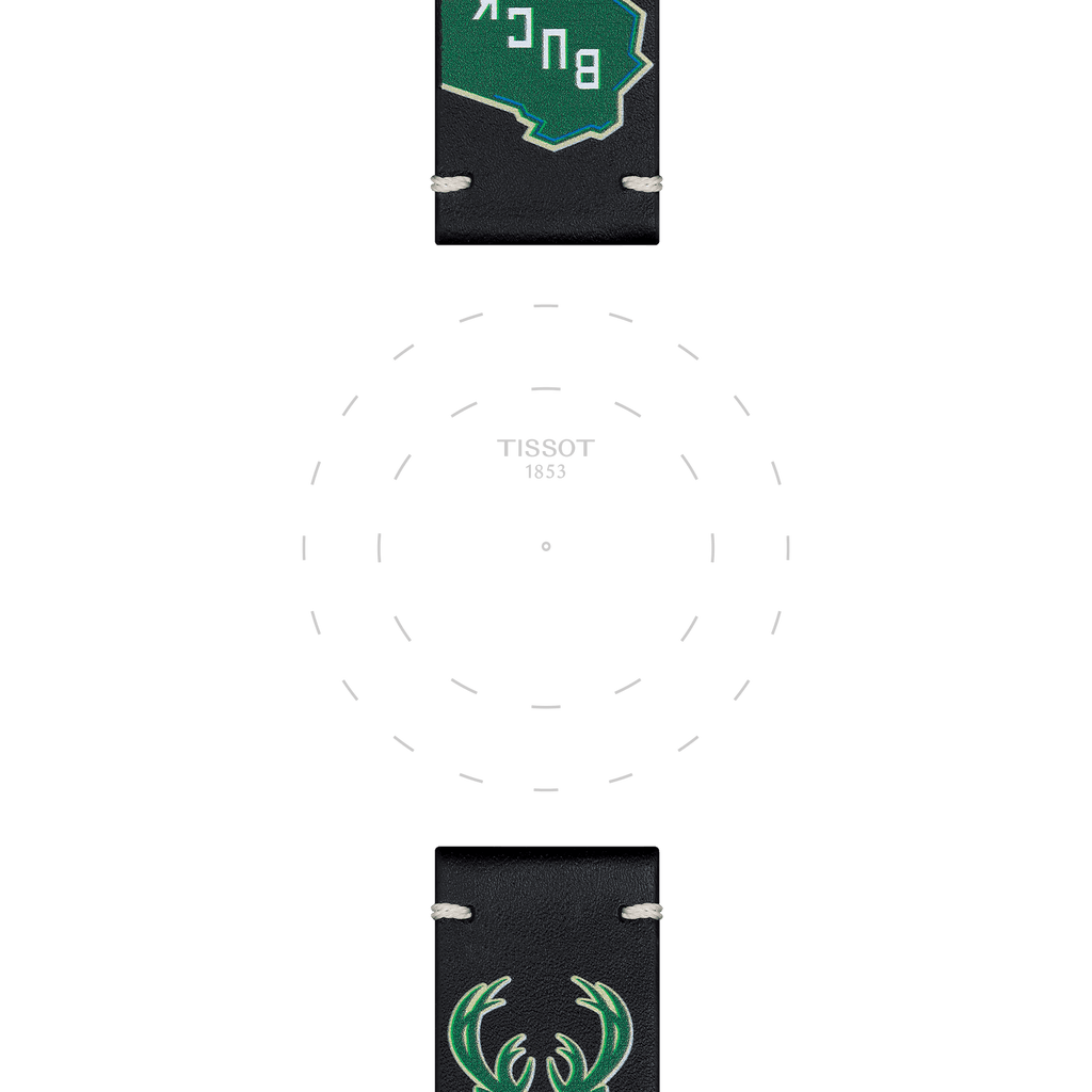 Bracelet officiel Tissot NBA Milwaukee Bucks cuir 22 mm