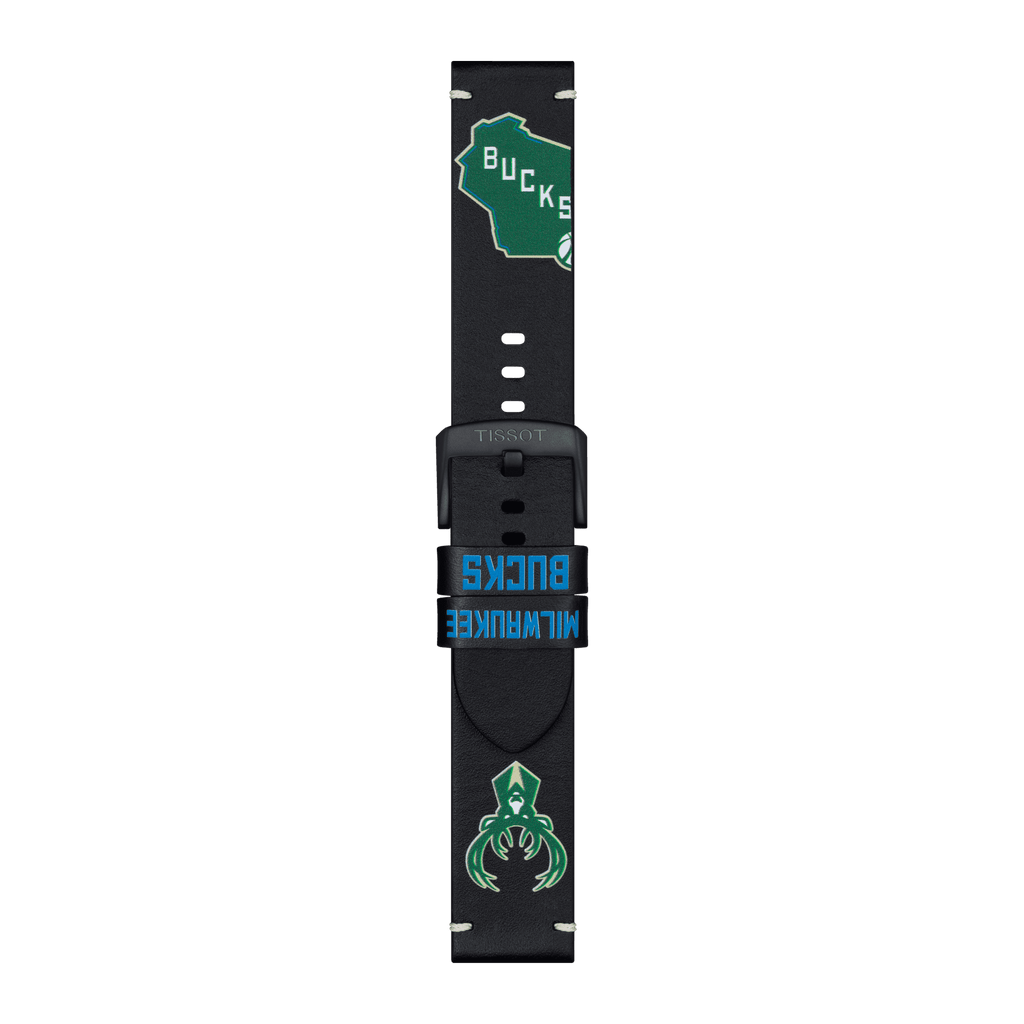 Bracelet officiel Tissot NBA Milwaukee Bucks cuir 22 mm