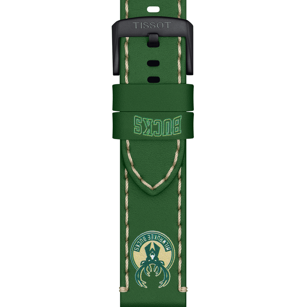 Bracelet officiel Tissot NBA Milwaukee Bucks cuir 22 mm