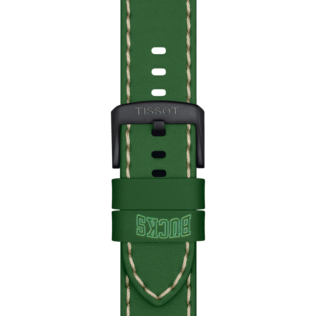 Bracelet officiel Tissot NBA Milwaukee Bucks cuir 22 mm