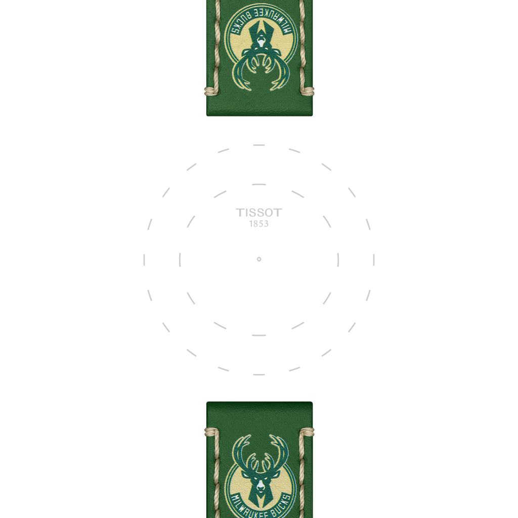 Bracelet officiel Tissot NBA Milwaukee Bucks cuir 22 mm