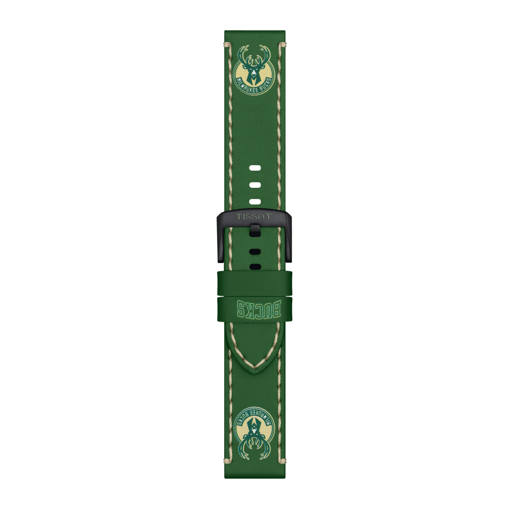 Bracelet officiel Tissot NBA Milwaukee Bucks cuir 22 mm