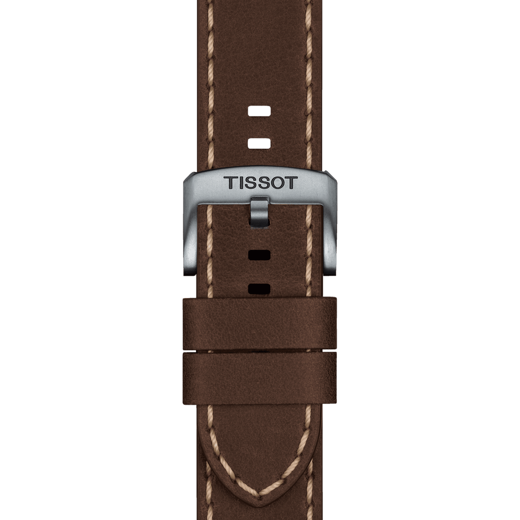 Bracelet officiel Tissot cuir brun entre-cornes 22 mm