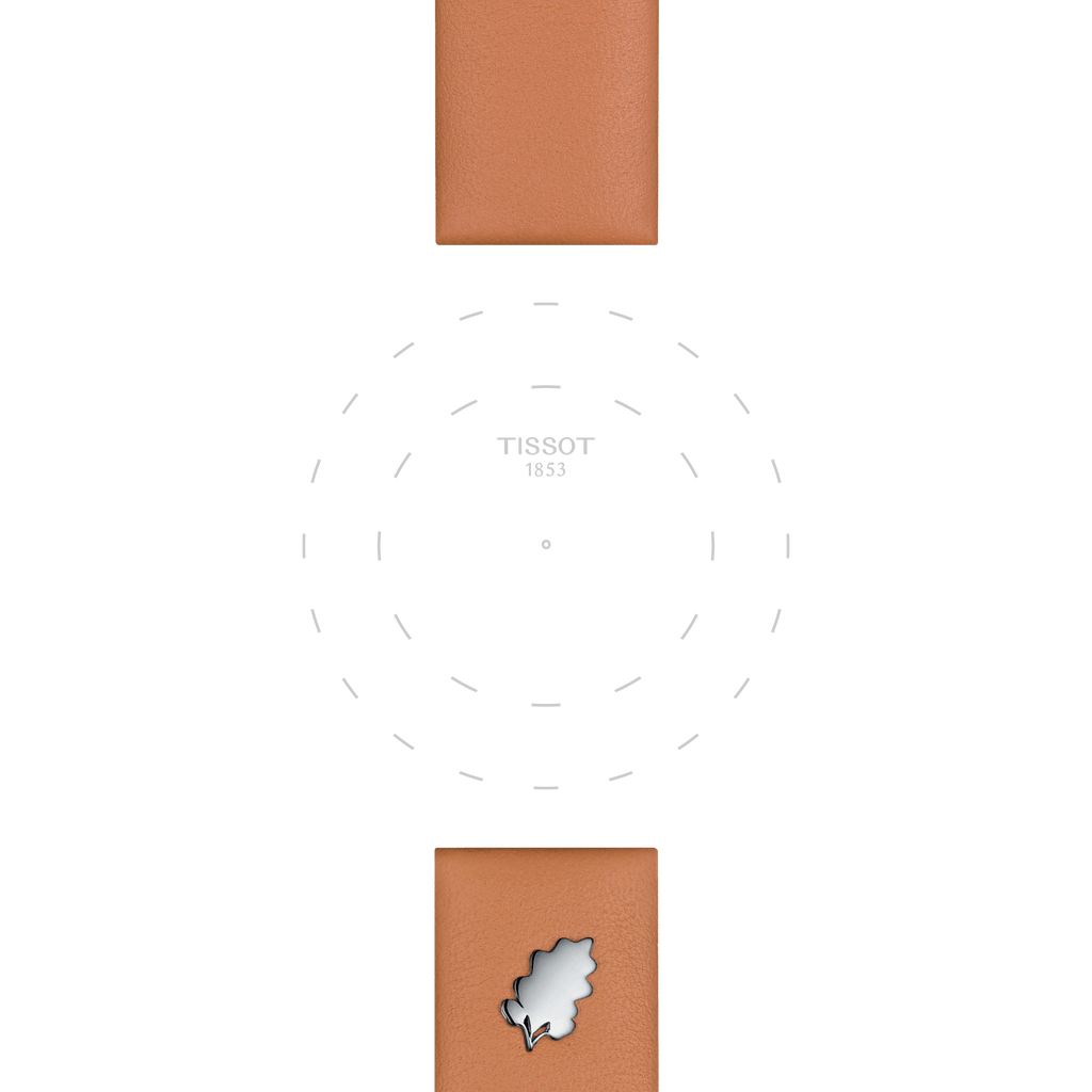 Bracelet officiel Tissot cuir brun entre-cornes 18 mm