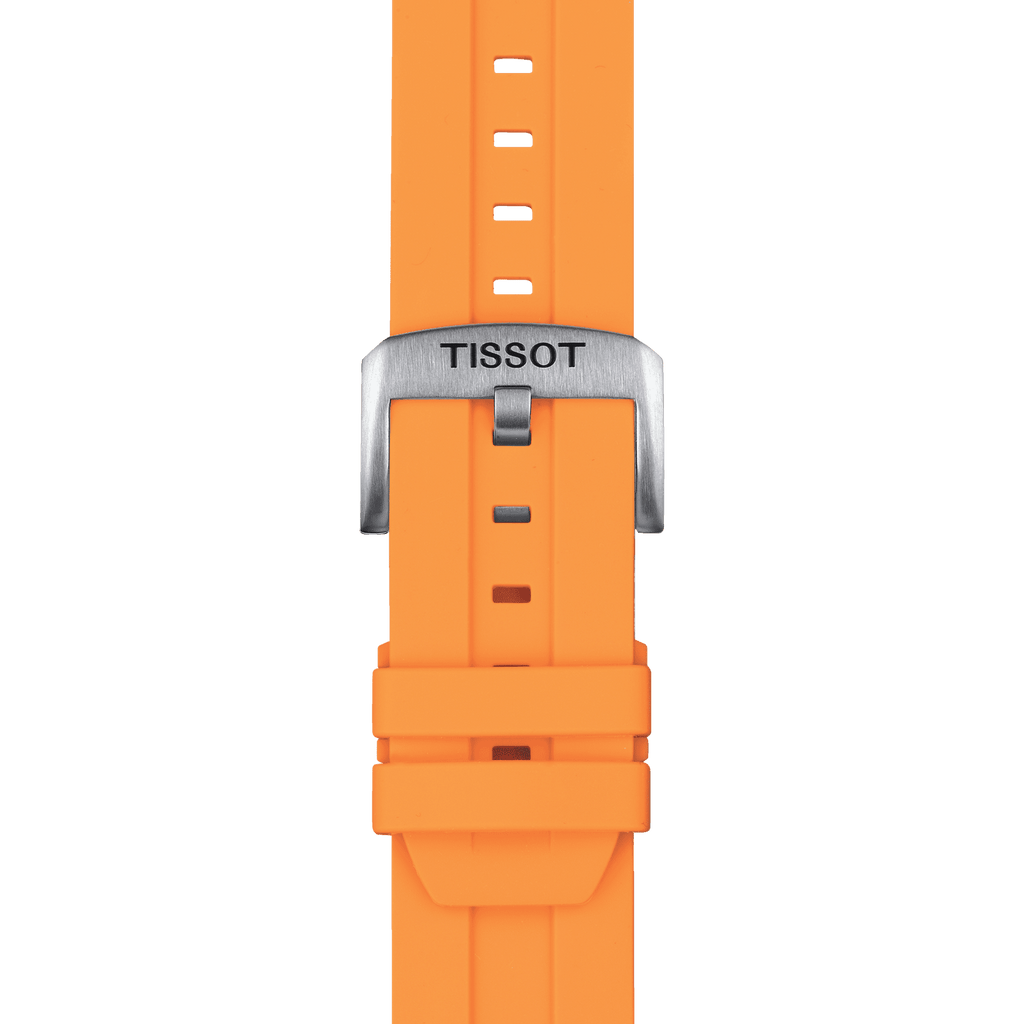 Bracelet officiel Tissot en silicone orange entre-cornes 22 mm