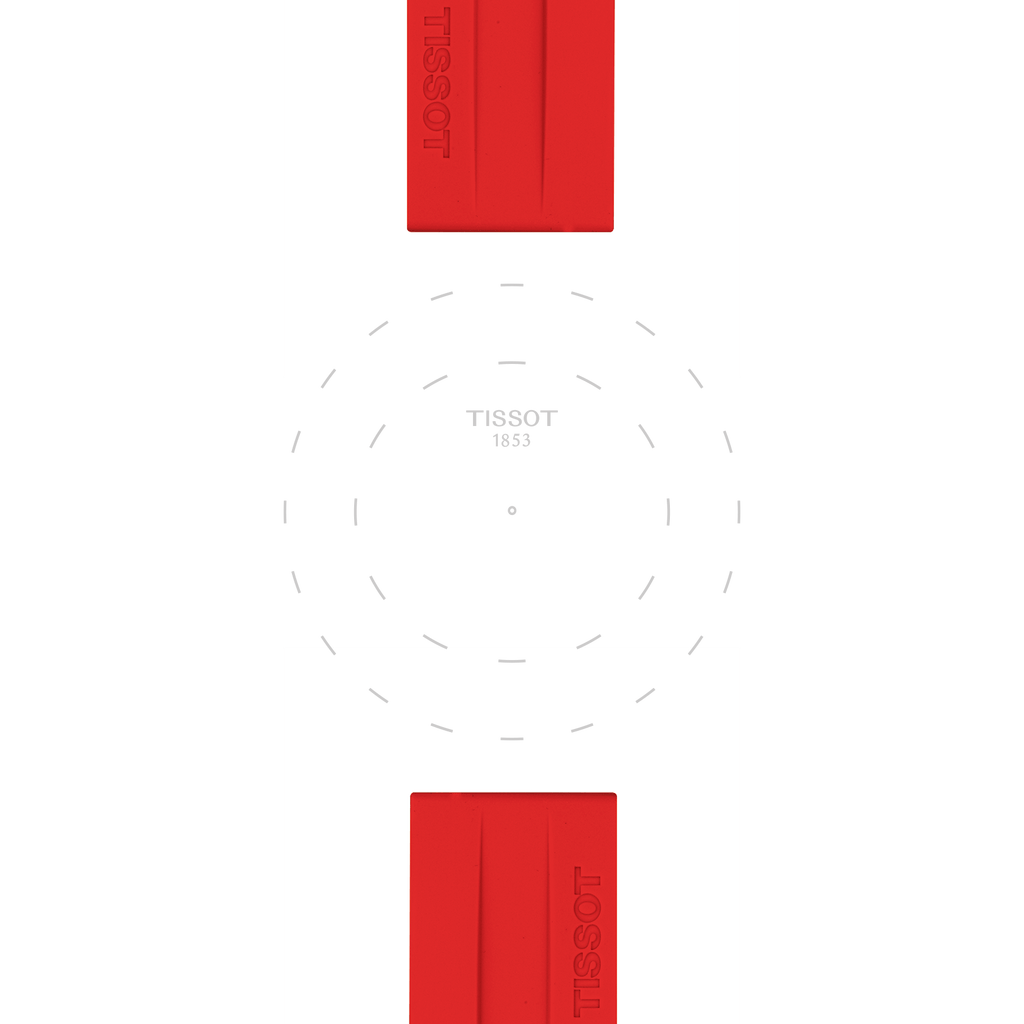 Bracelet Officiel Tissot silicone rouge entre-cornes 22 mm