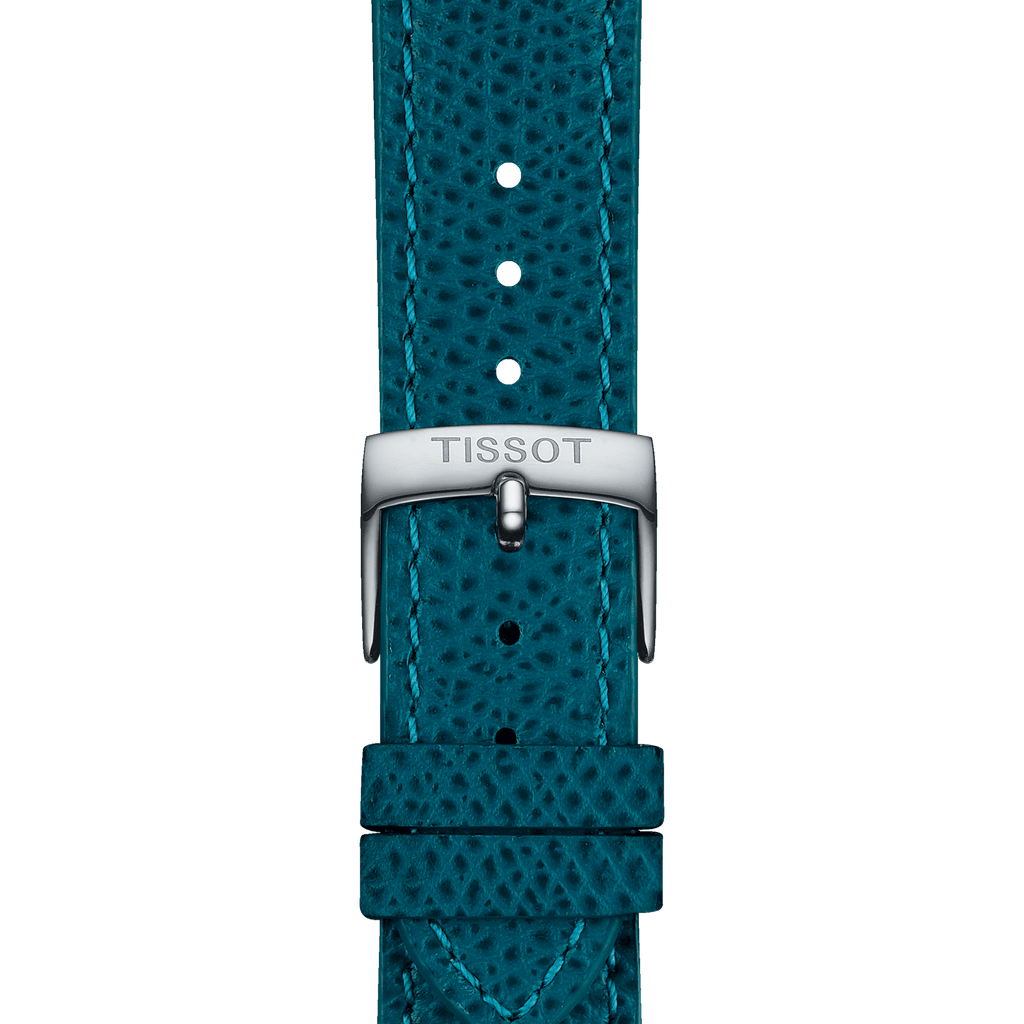 Bracelet Officiel Tissot Cuir Turquoise Entre-cornes 18 mm