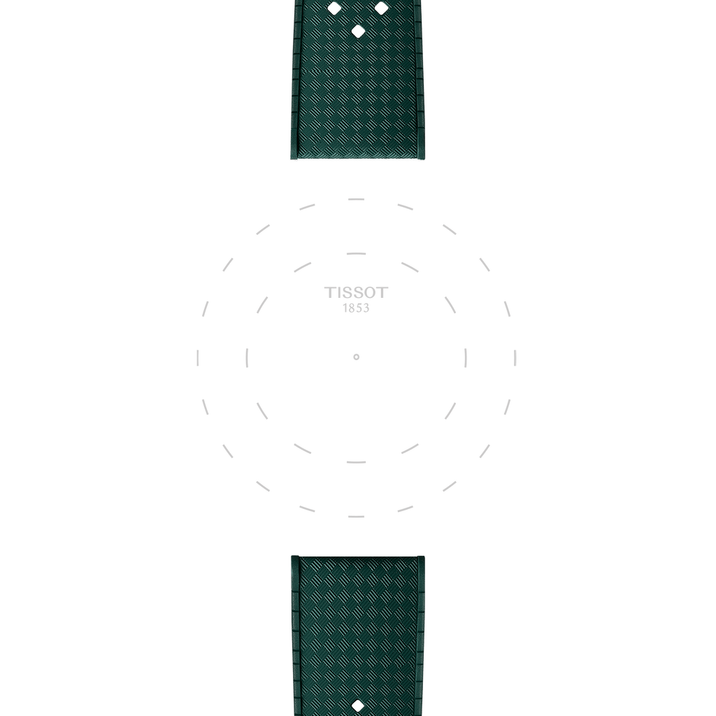 Bracelet officiel Tissot caoutchouc vert entre-cornes 20 mm