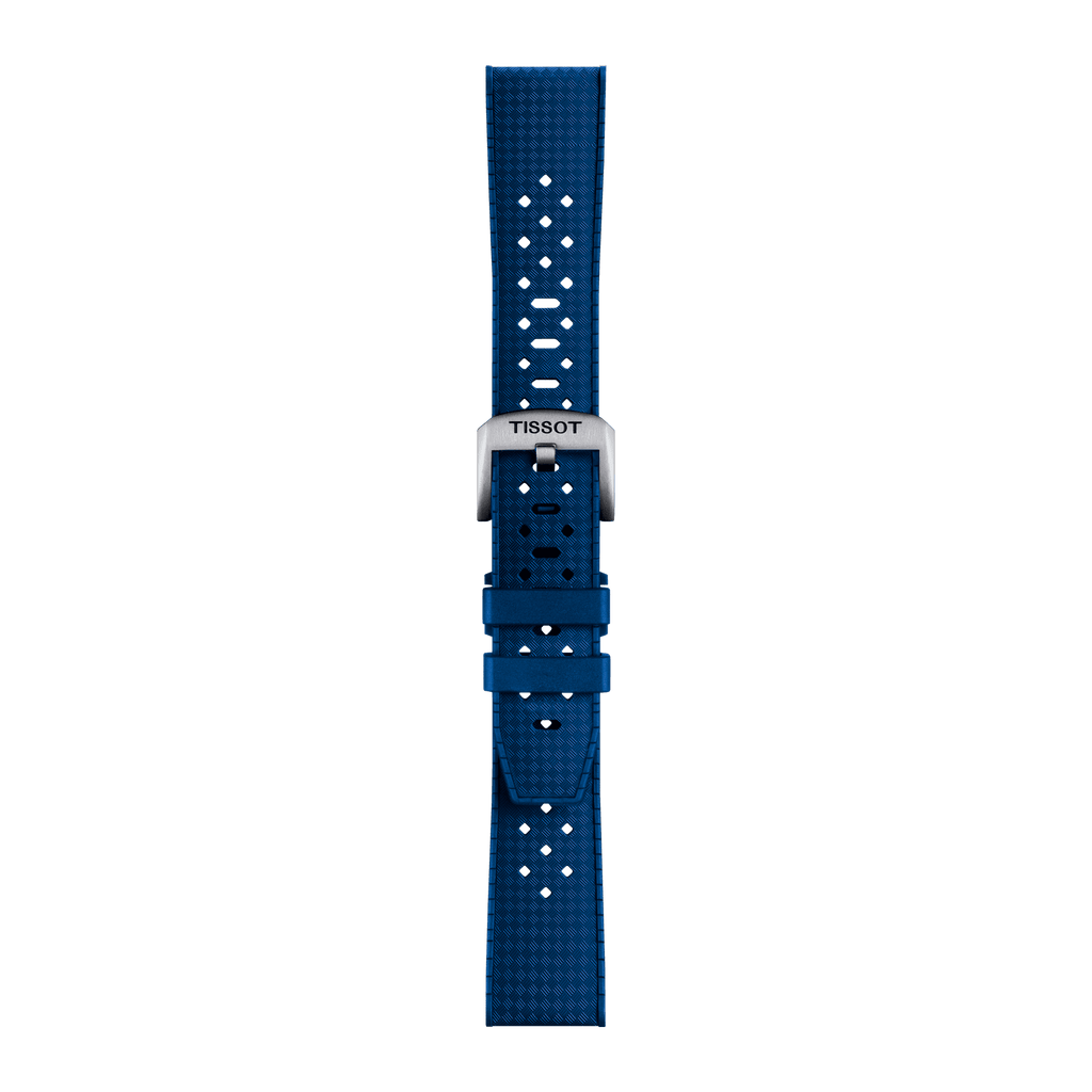 Bracelet officiel Tissot caoutchouc bleu entre-cornes 20 mm