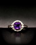 Or Blanc 18K, Améthyste & Diamants