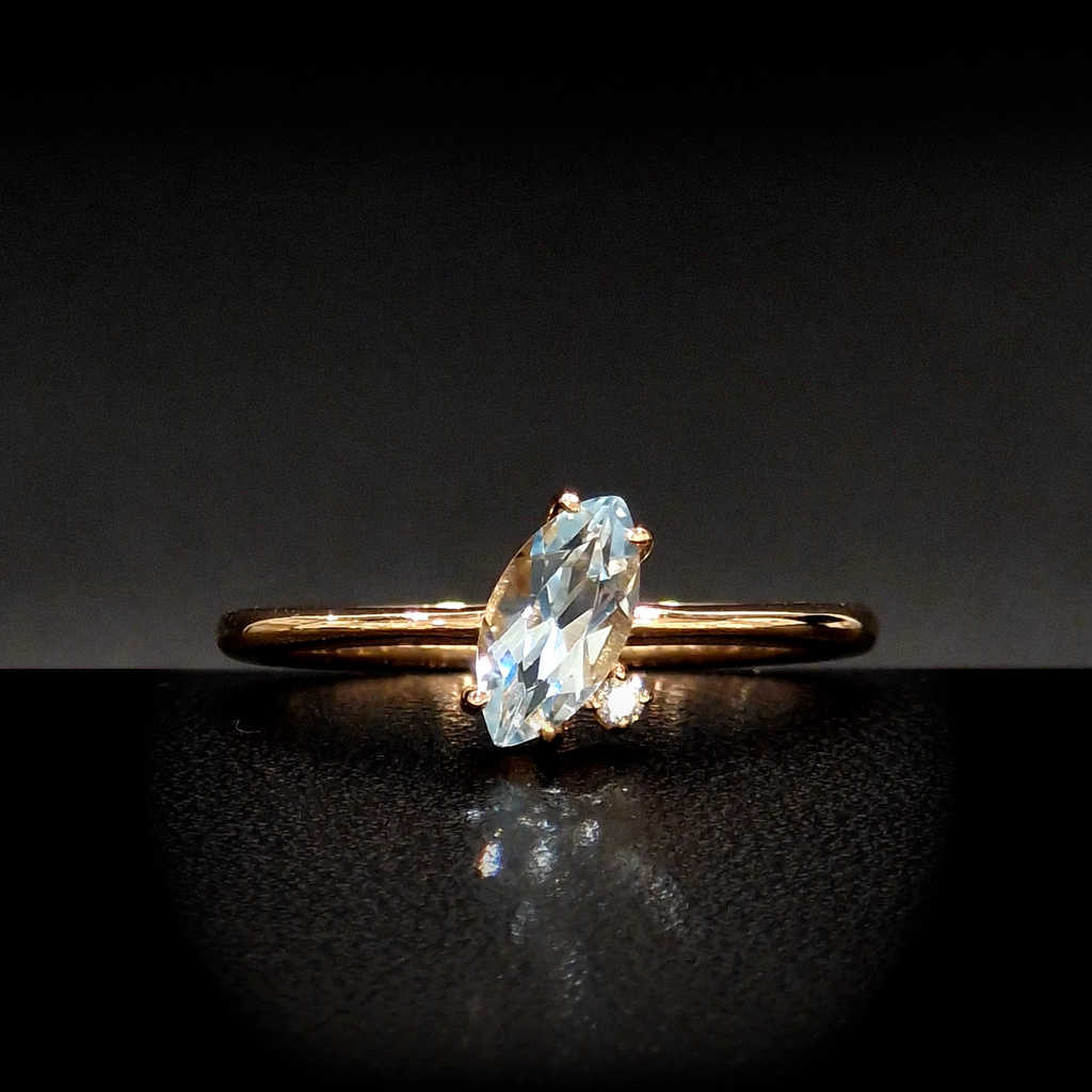 Or Rose 18K, Topaze Bleue & Diamants