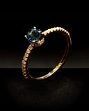 Or Jaune 18K & Topaze Bleue Blue London & Diamants